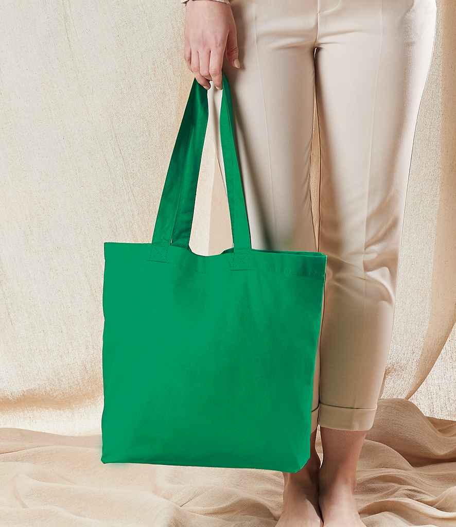 person holding Westford Mill Organic Cotton Shopper green