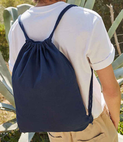 person holding Westford Mill Premium Cotton Gymsac navy