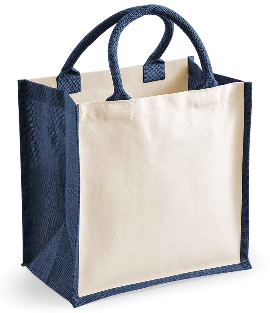 Westford Mill Printers Midi Jute Tote Bag navy