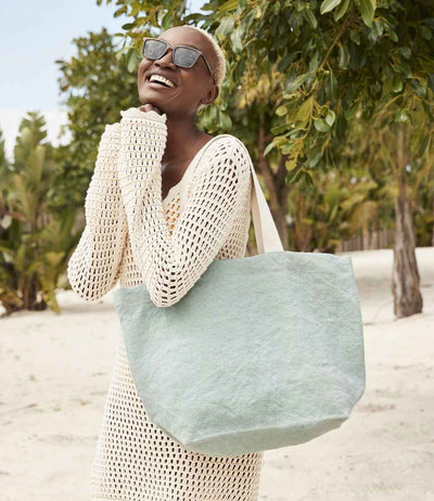 Westford Mill Soft Washed Jute Beach Bag pale blue