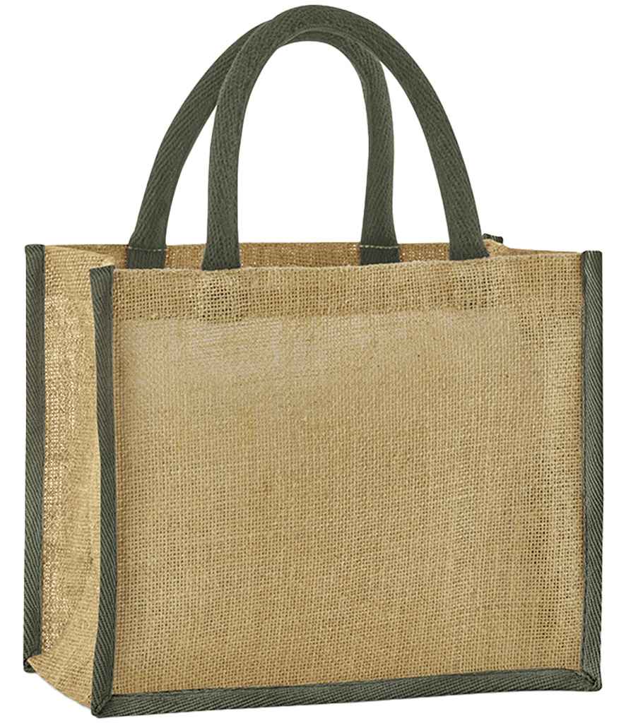 Westford Mill Natural Starched Jute Midi Tote Bag natural/olive green
