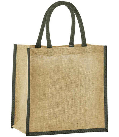 Westford Mill Natural Starched Jute Mini Gift Bag natural/olive green