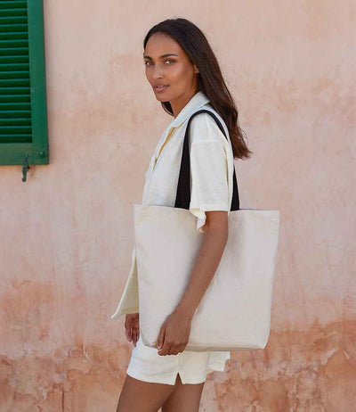 model holding Westford Mill Fairtrade Cotton Camden Shopper