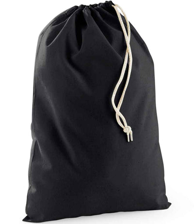 Westford Mill Recycled Cotton Stuff Bag black with natural drawstring