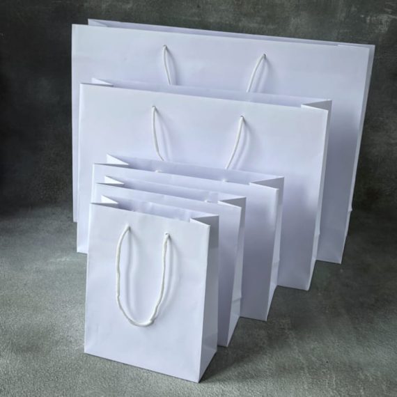 FSC® White Kraft Rope Handle Paper Bags