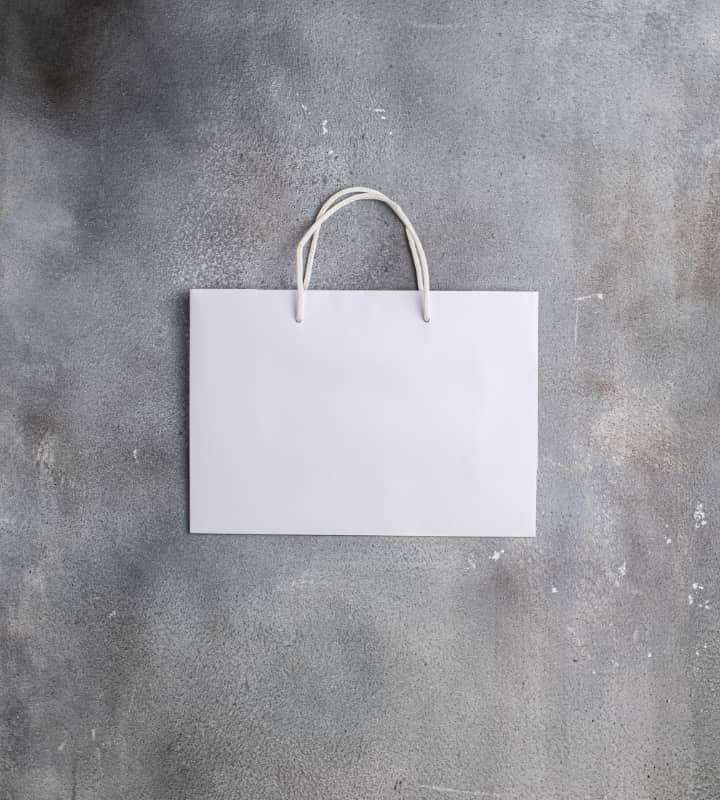 FSC® White Gloss Laminated Rope Handle Paper Bags - 310x120x220mm