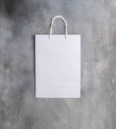 FSC® White Kraft Unlaminated Rope Handle Paper Bags - 250x80x350mm